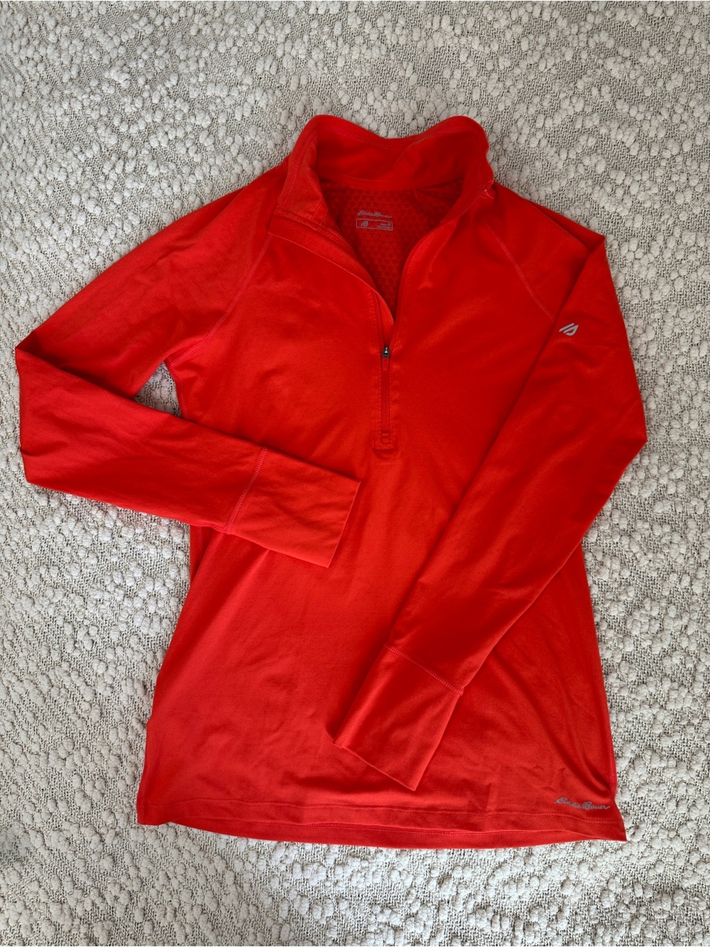 Eddie Bauer Womens Medium FreeHeat Quarter Zip Pullover Orange Top M